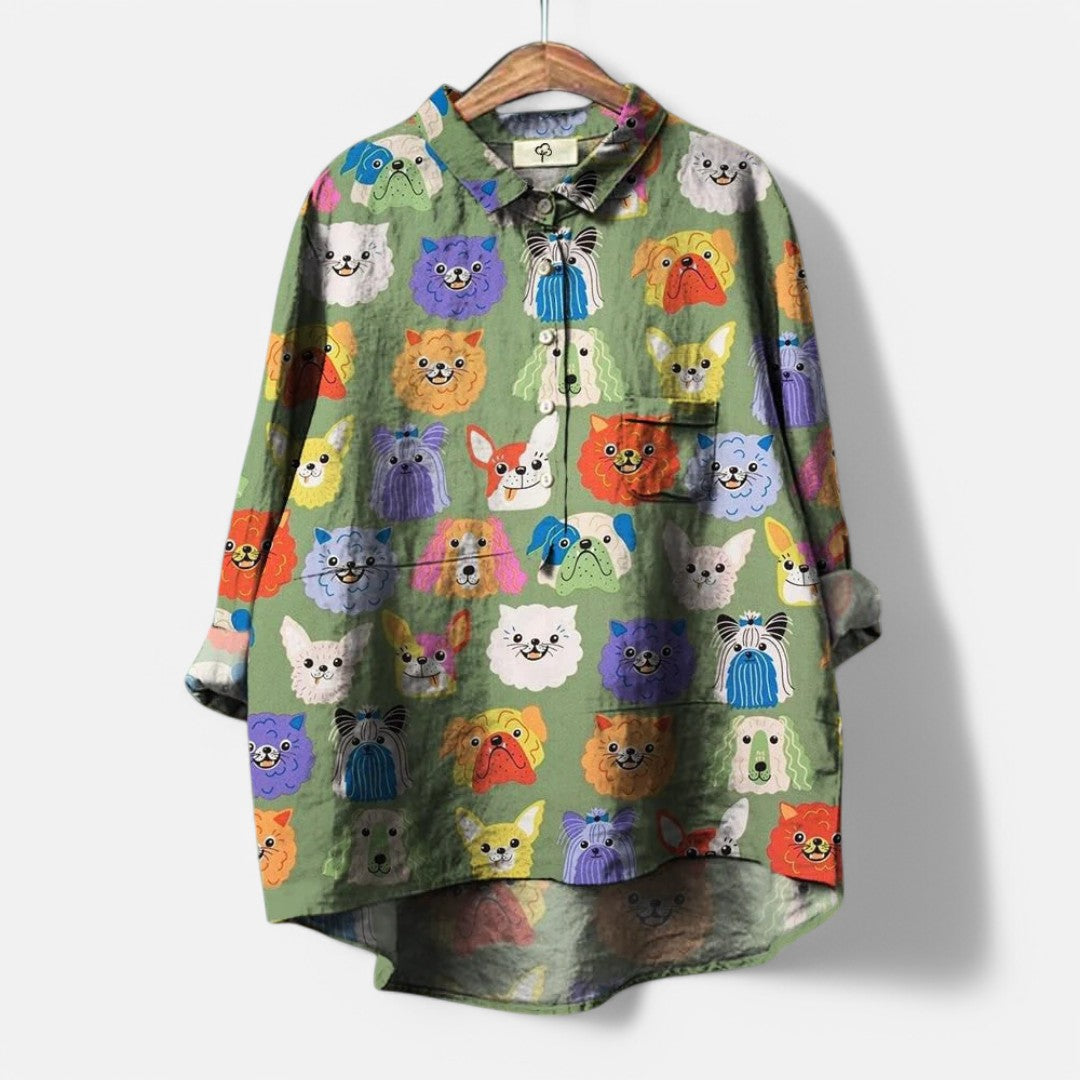 Sofia™  | Bluse Med Kunstneriske Print