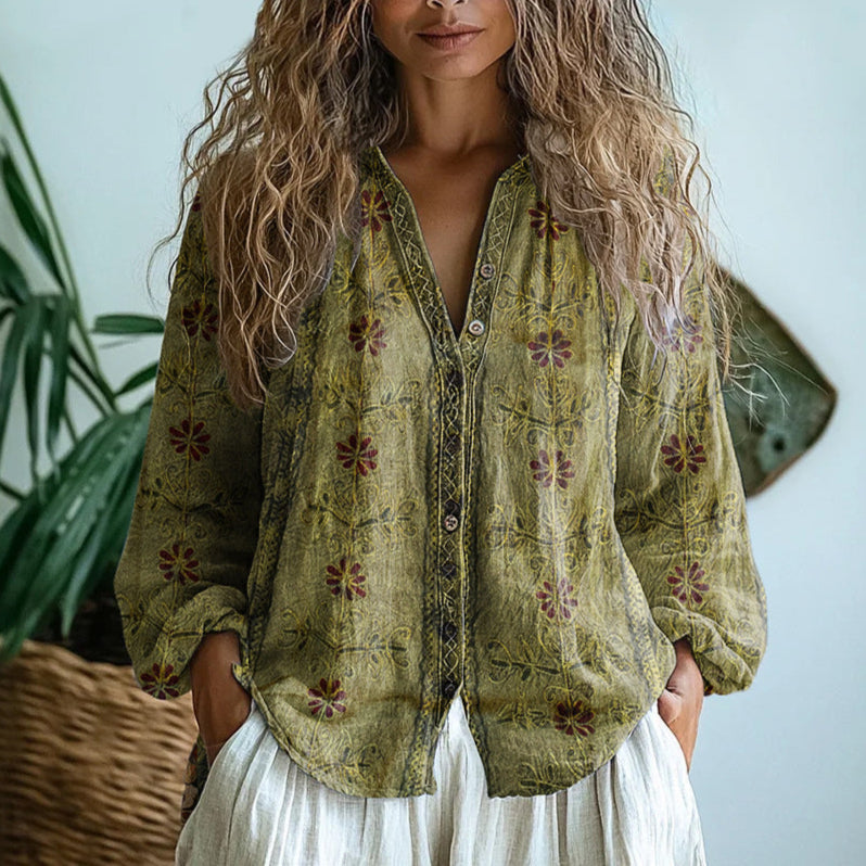 Sofia™ | Afslappet Bluse med Naturprint