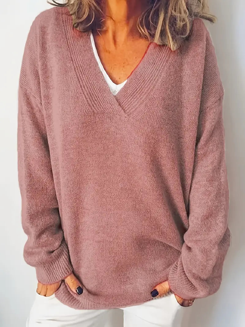 Sofia™ | Blød og Tidløs V-Hals Sweater