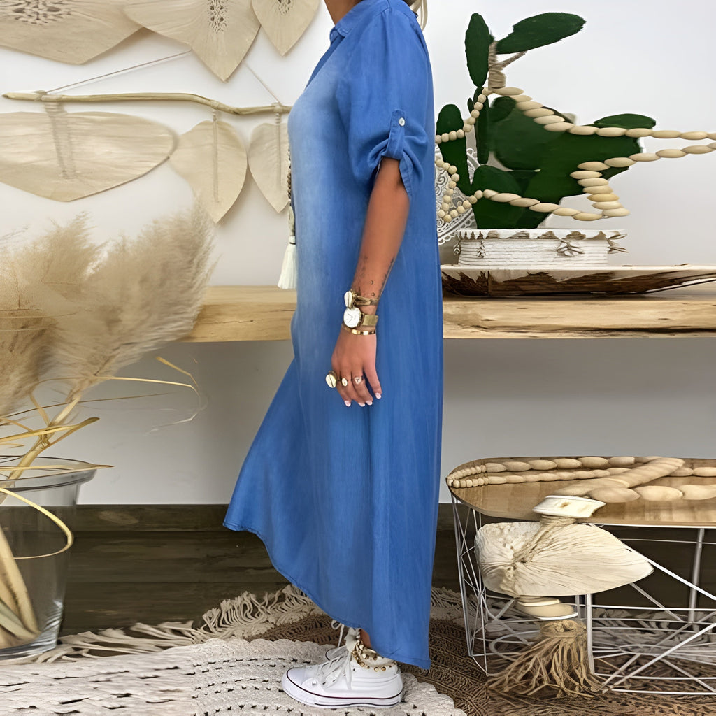 Sofia™ | Denimkjole med V-hals